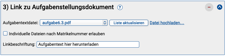 Auswahl eines zu verlinkenden Aufgabendokuments (Erstellungsassistent für handbewertete Aufgaben)