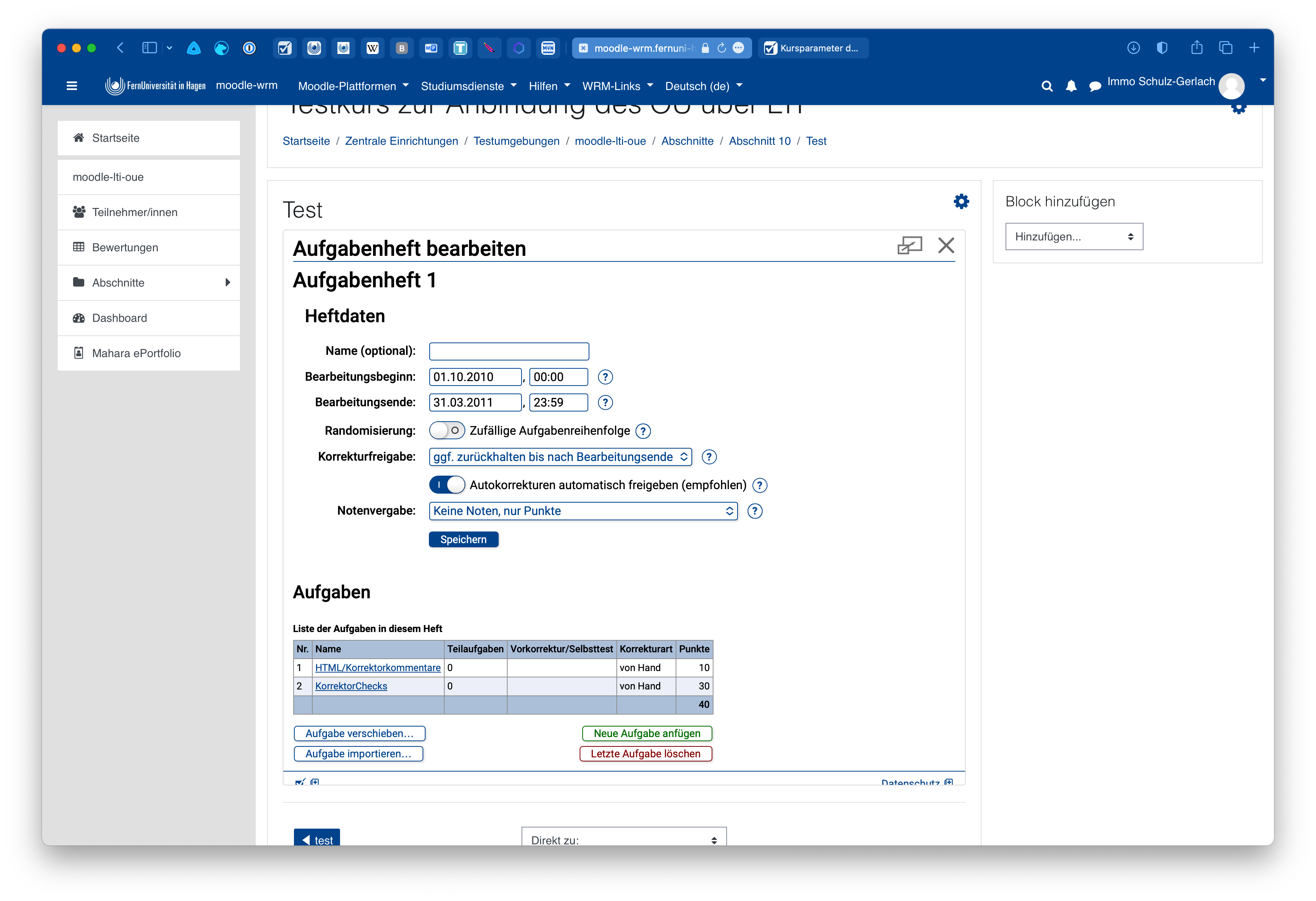 Aufgabenheftverwaltung bei Tool-Start als Betreuer