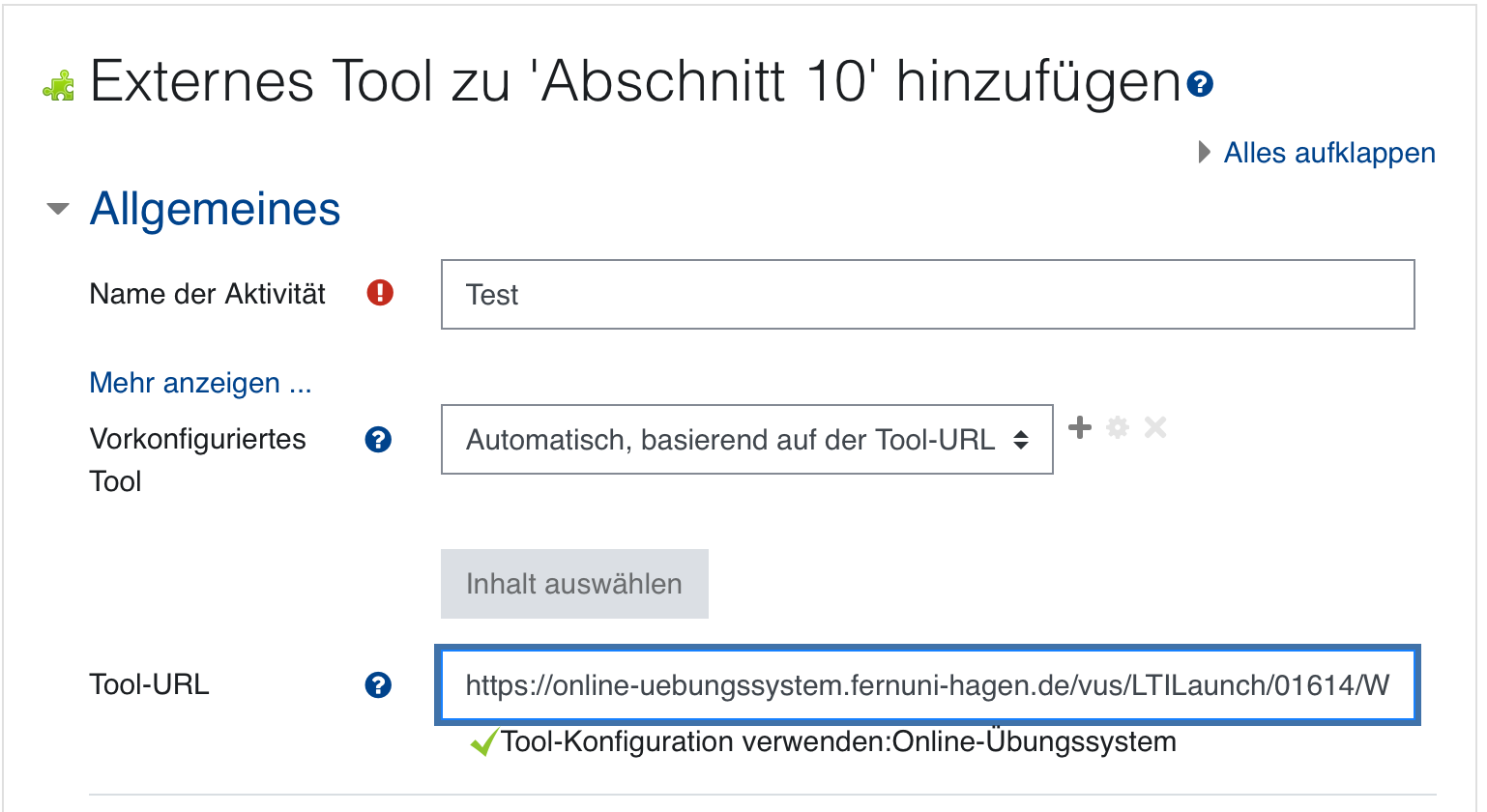 Launch-URL in Moodle einfügen