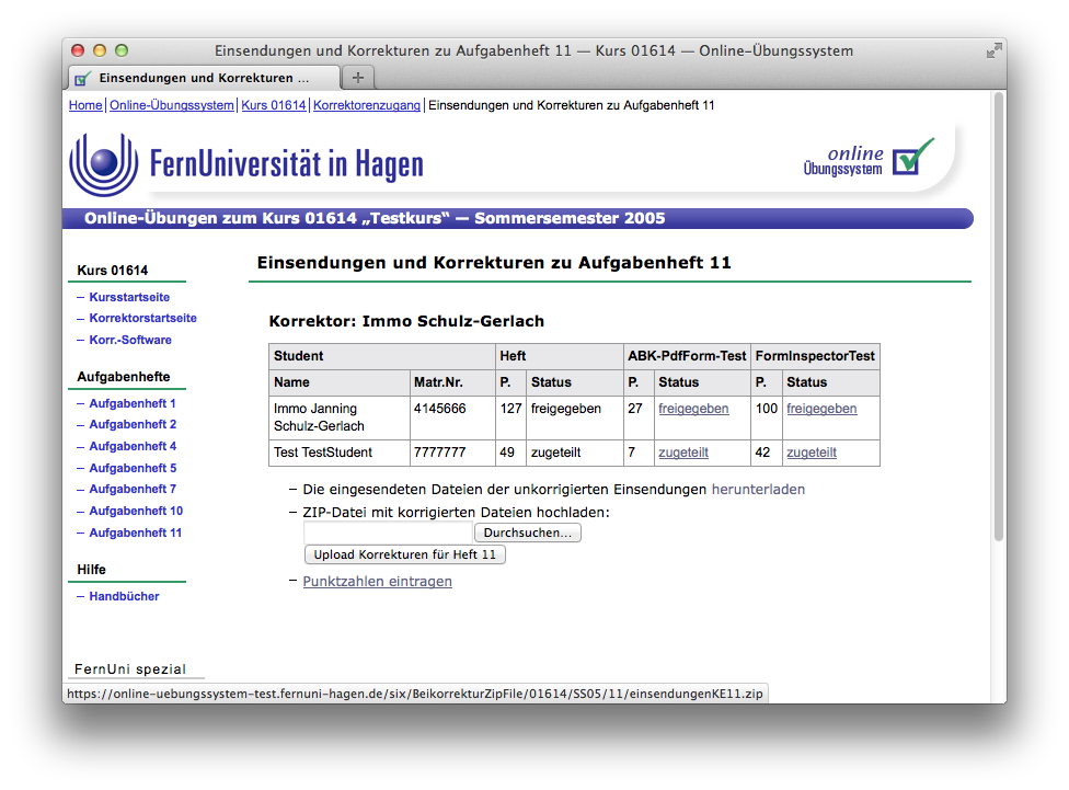 Korrektor-Korrekturübersicht