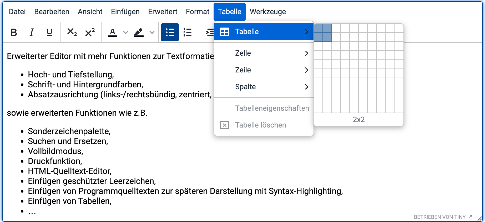 Abb. 2-2: Erweiterter Editor ohne optionale Funktionen (außer Größenänderung)