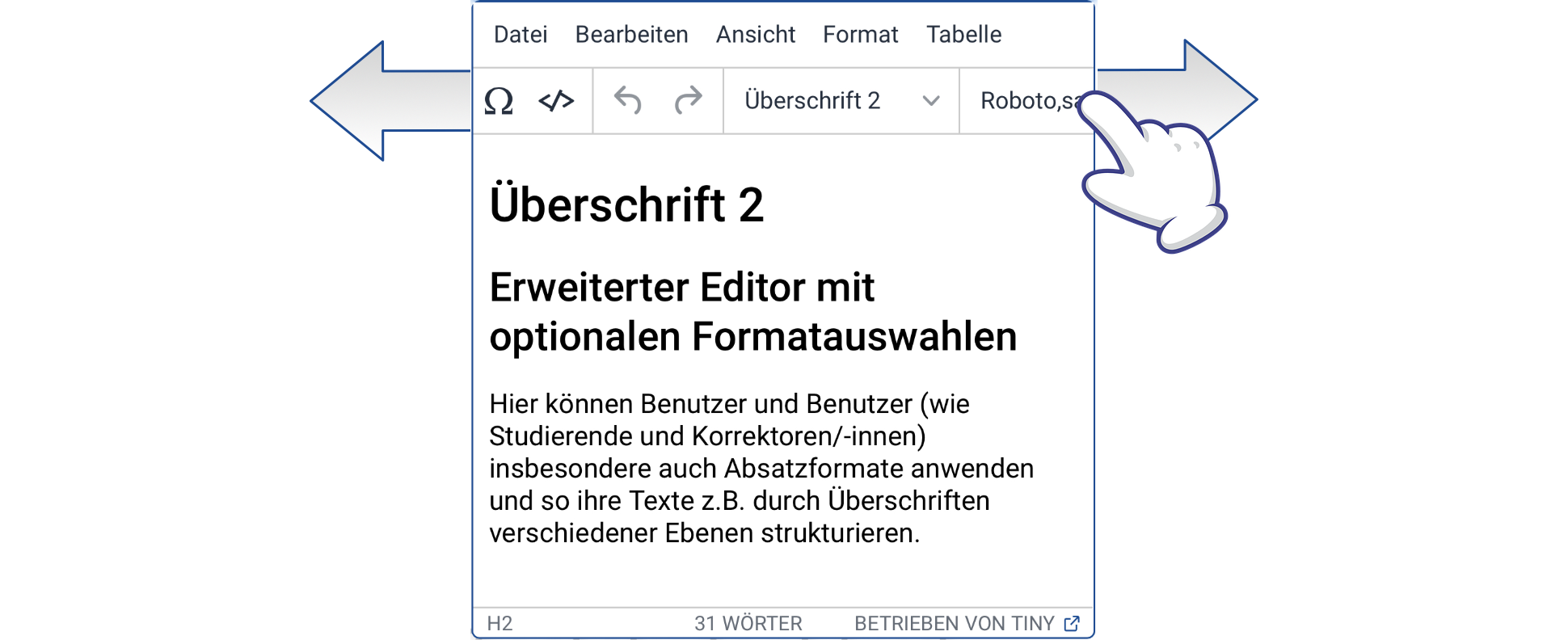 Abb. 2-4: Erweiterter Editor auf Smartphone