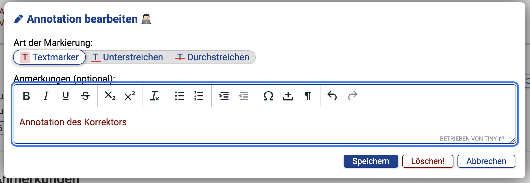 Abb. 3-3: Annotationseditor