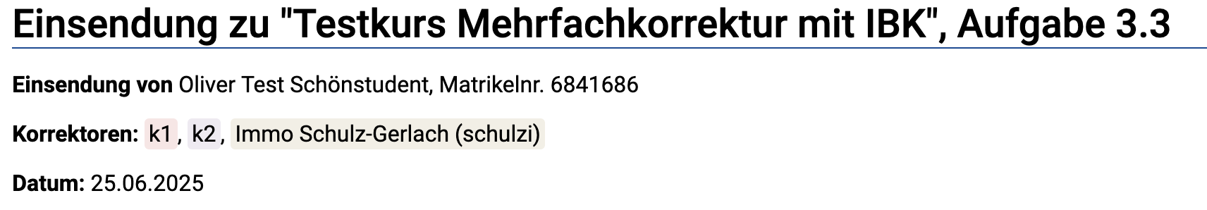 Abb. 3-7: Beispiel für Hervorhebung der Korrektornamen im Kopf
